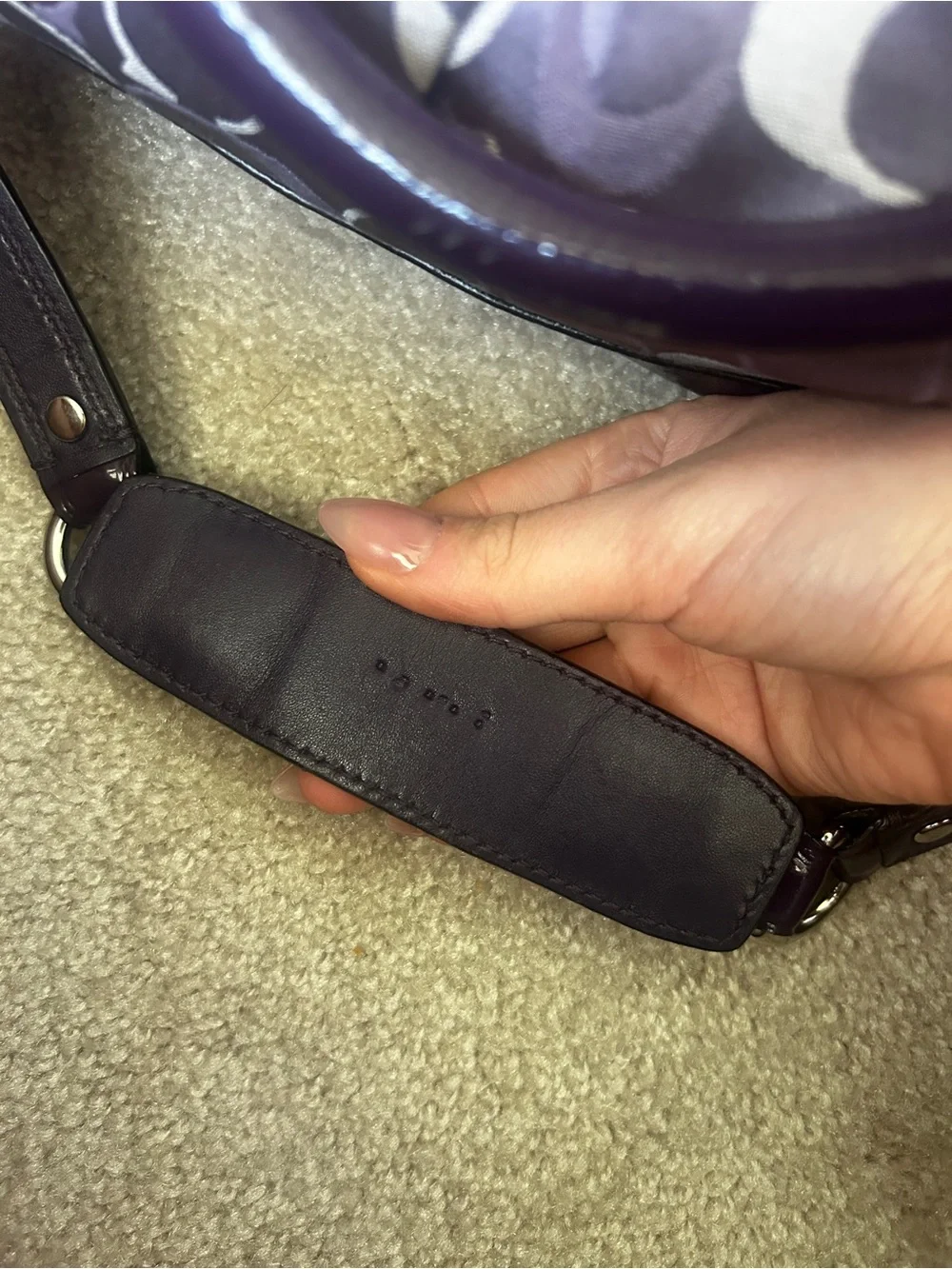 Coach Purple Signature Canvas Satchel with Leather Trim